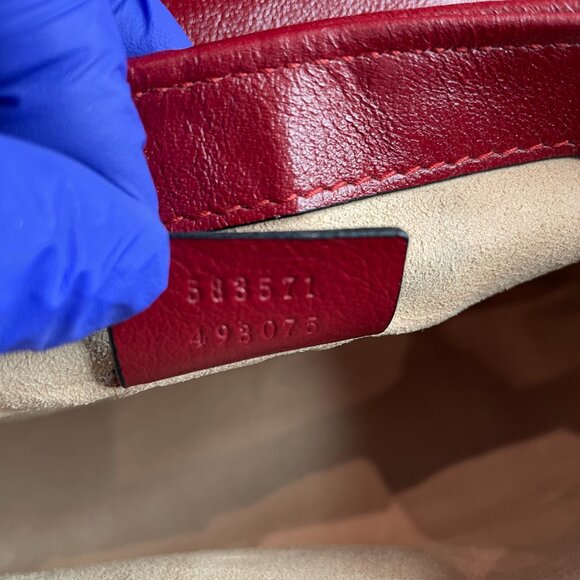 Gucci Black Red Calfskin Marmont Top Handle Crossbody Bag sku#85853(gently used) - Picture 12 of 15